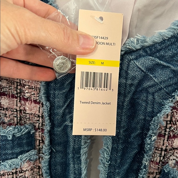 NANETTE nanette lepore Fringe-Trim Maroon/mauve Tweed Cropped Jacket Size medium - Picture 5 of 10